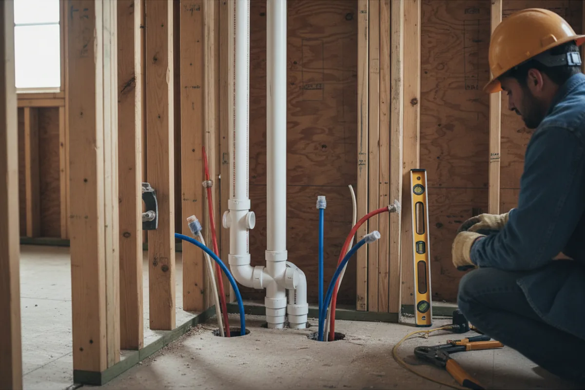 Drain and supply rough-in during Sump Pump Repair in Bellport